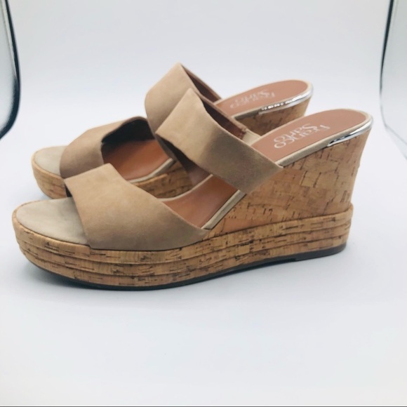 Franco Sarto‎ women’s tan suede wedge cork slip on 10M - Picture 3 of 12